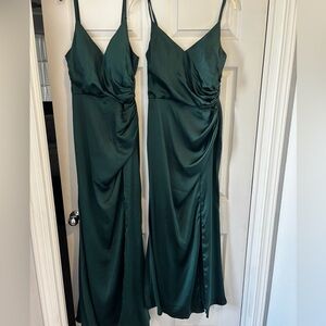 2 emerald green bridesmaid dresses